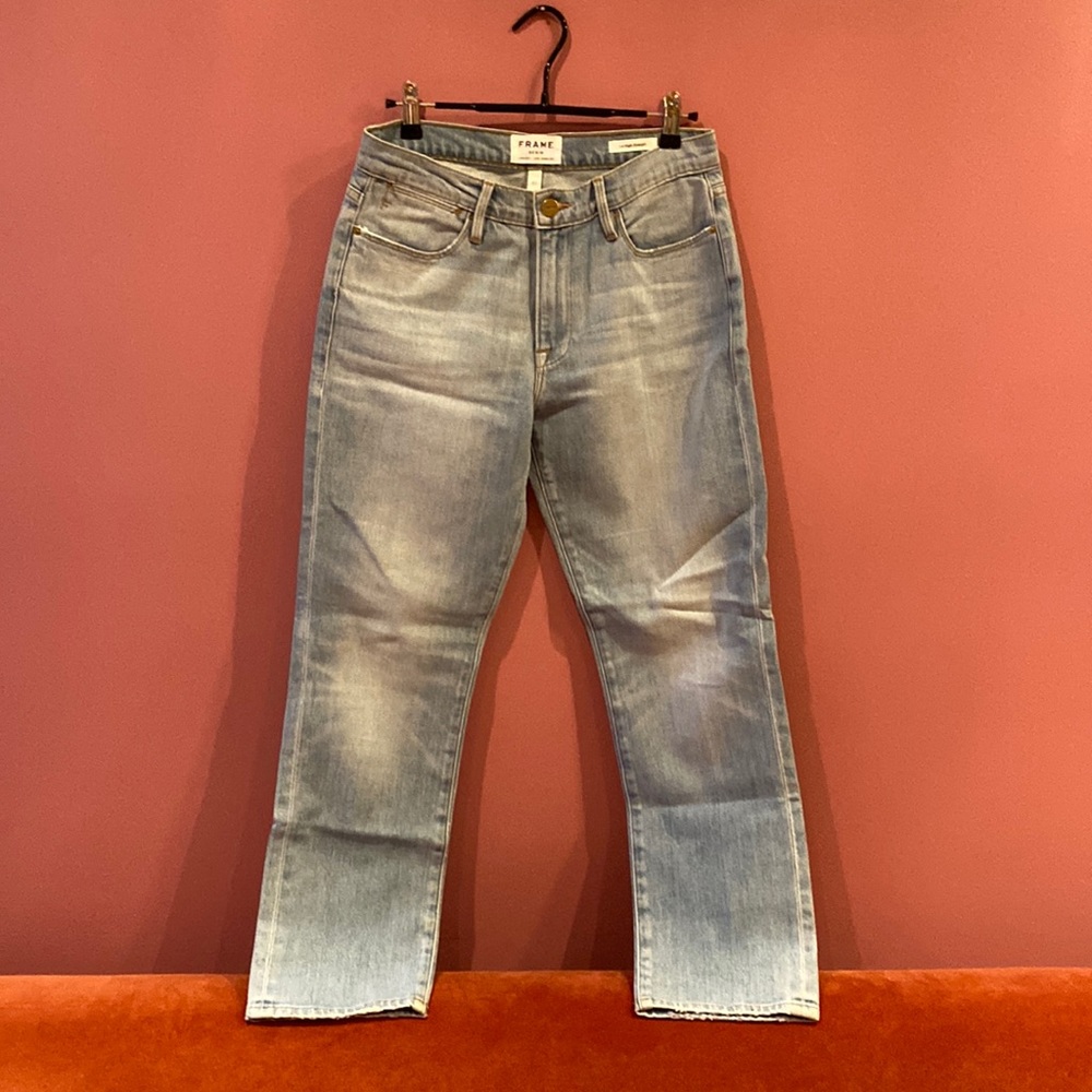 Frame Le High Straight Blue Jeans